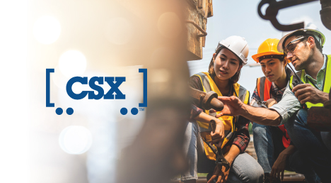 Image showing 3 rail employees and CSX logo
