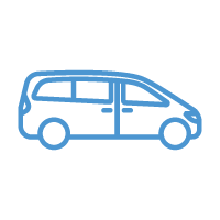 Blue passenger van icon