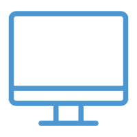 Blue computer monitor icon