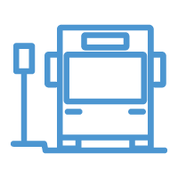 Blue public transit bus icon