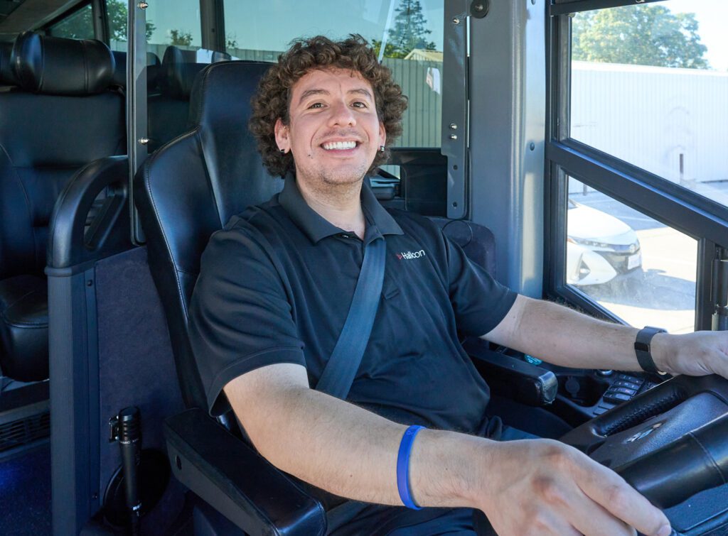 Hallcon driver smiling