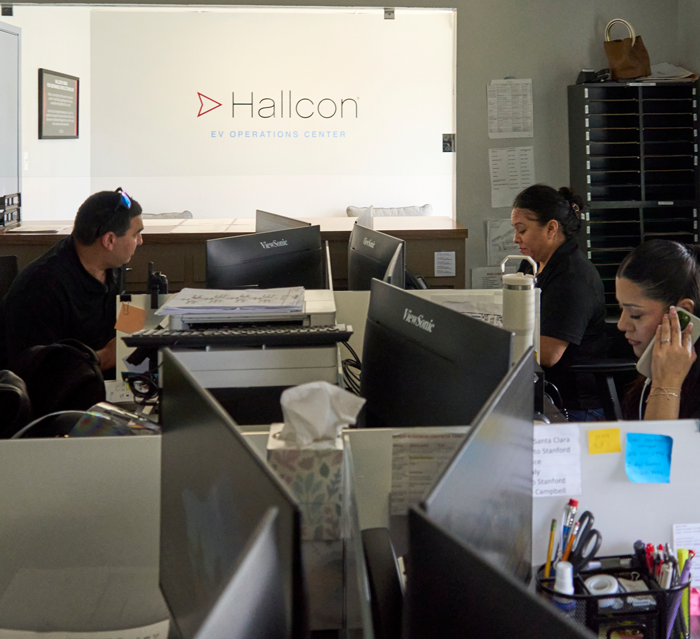 Hallcon dispatch team working in the office
