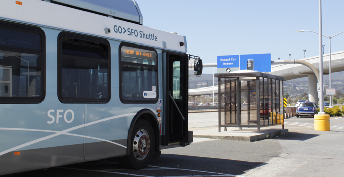 Rental car bus at SFO airport