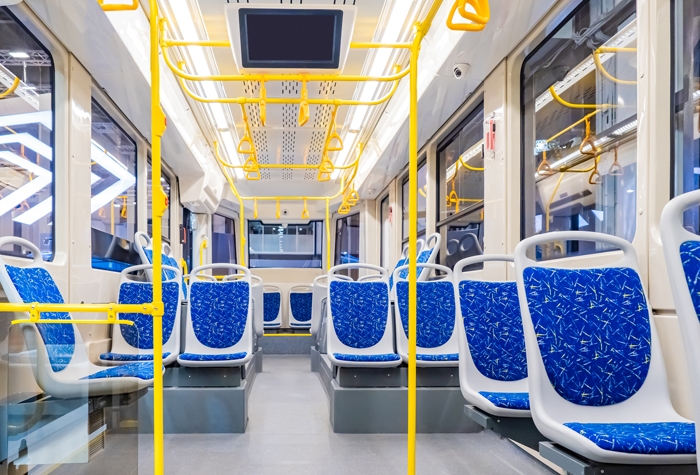 Clean transit bus interior