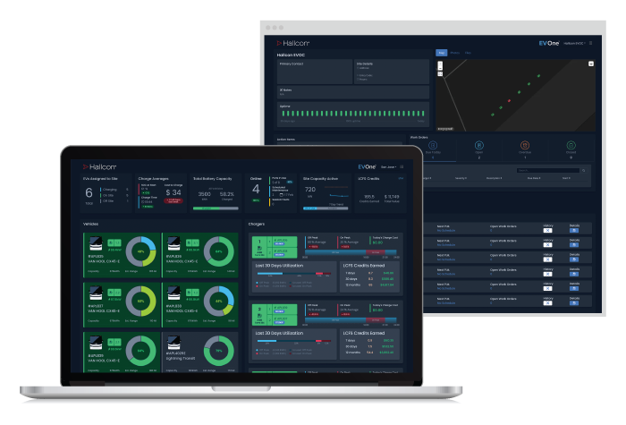 Screenshots of EVOne platform.